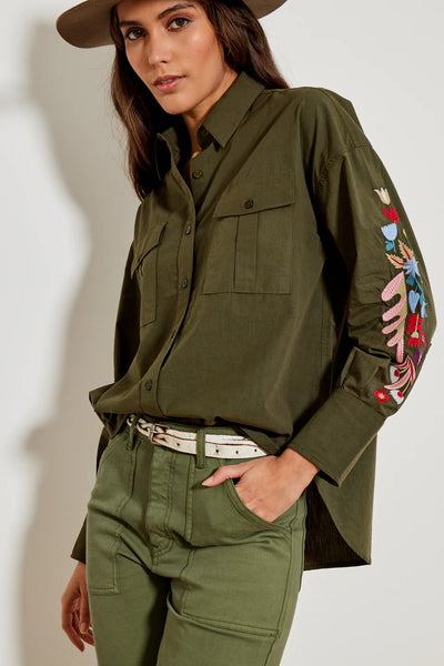 FIVE Paris Celina Embroidered Shirt - Khaki