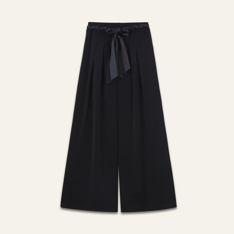 Orfeo Charlie High Waisted Wide Leg Palazzo Trousers - Black