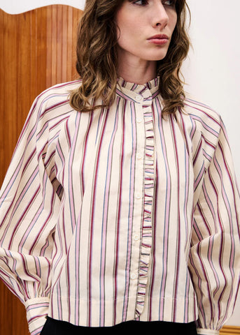 FRNCH Molly Stripe Shirt - Cream
