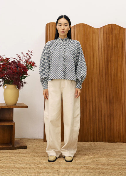 FRNCH Zinnia Blue Check Shirt - Denim Blue