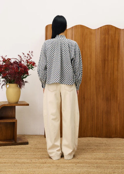 FRNCH Zinnia Blue Check Shirt - Denim Blue