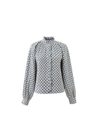 FRNCH Zinnia Blue Check Shirt - Denim Blue
