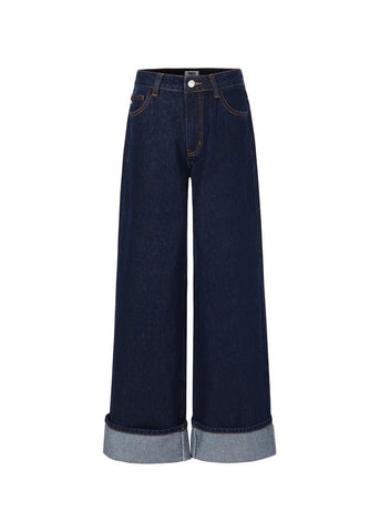 FRNCH Suki Wide Leg Jean - Dark Denim