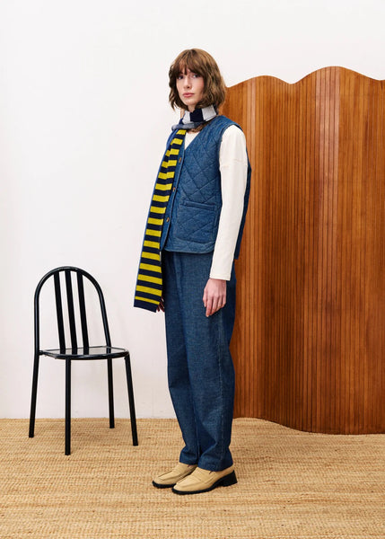 FRNCH Baudelaire Quilted Vest - Denim Blue