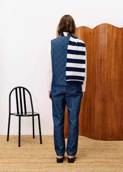 FRNCH Baudelaire Quilted Vest - Denim Blue