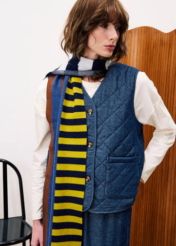FRNCH Baudelaire Quilted Vest - Denim Blue