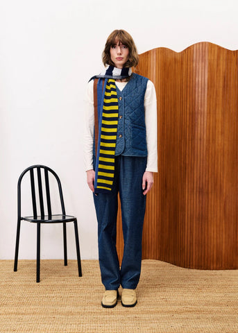 FRNCH Baudelaire Quilted Vest - Denim Blue