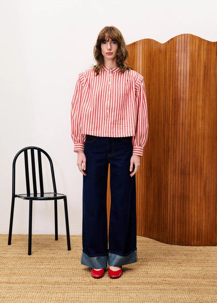 FRNCH Choupette Stripe Blouse - Red