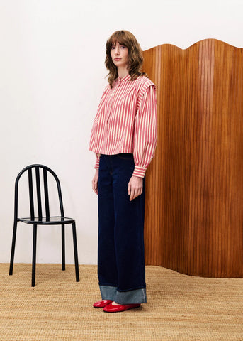 FRNCH Choupette Stripe Blouse - Red