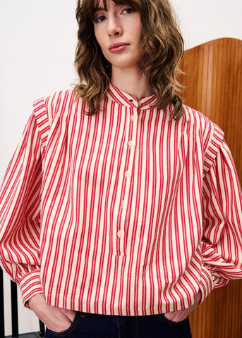 FRNCH Choupette Stripe Blouse - Red