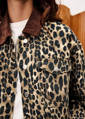 FRNCH Munchkin Leopard Denim Jacket - Leopard