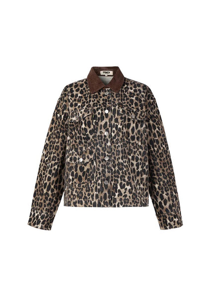 FRNCH Munchkin Leopard Denim Jacket - Leopard