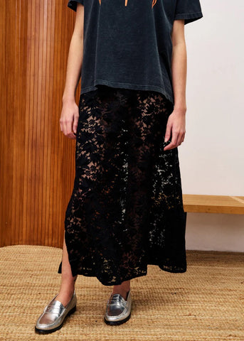 FRNCH Hebert Lace Maxi Skirt - Black