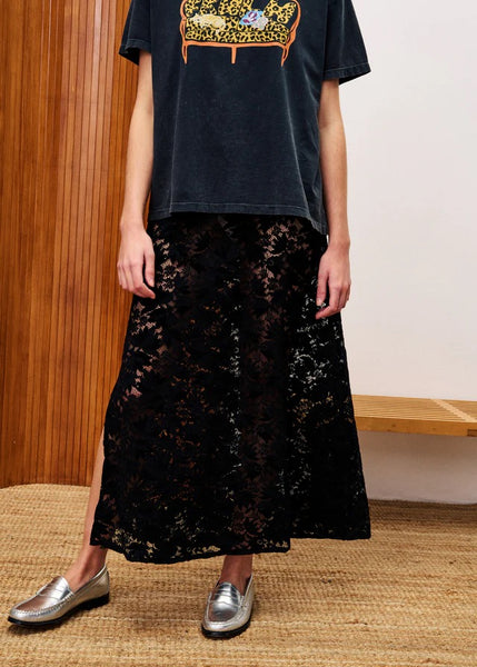 FRNCH Hebert Lace Maxi Skirt - Black