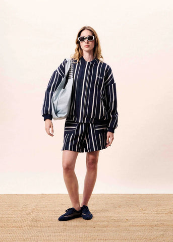 FRNCH Jaws Stripe Shorts - Navy