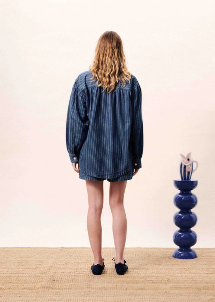 FRNCH Chicamia Denim Shorts - Navy Stripe