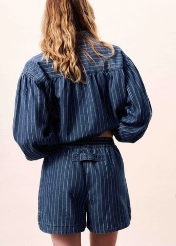 FRNCH Chicamia Denim Shorts - Navy Stripe