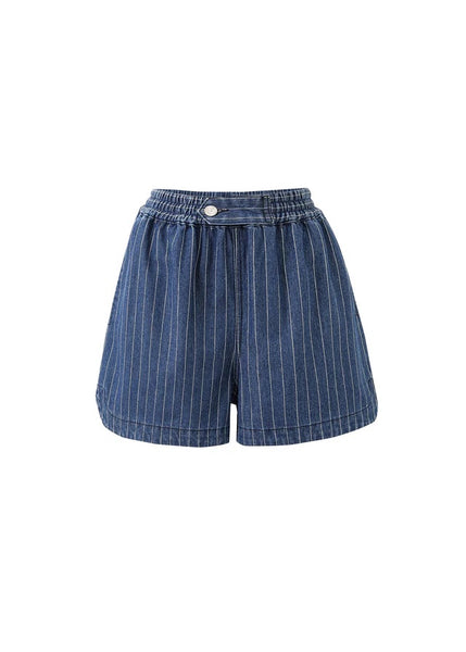 FRNCH Chicamia Denim Shorts - Navy Stripe