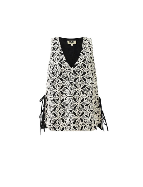 FRNCH  Navagio Sleeveless Embroidered Top - Black