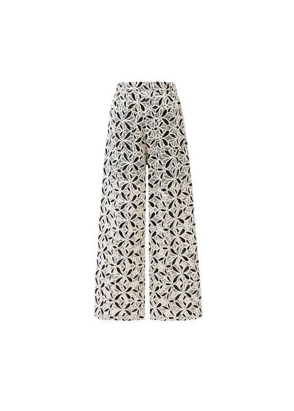 FRNCH Conchal Embroidered Wide Leg Trousers - Black