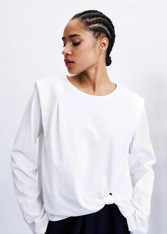 FRNCH Damyang Long Sleeve Twist Top - White
