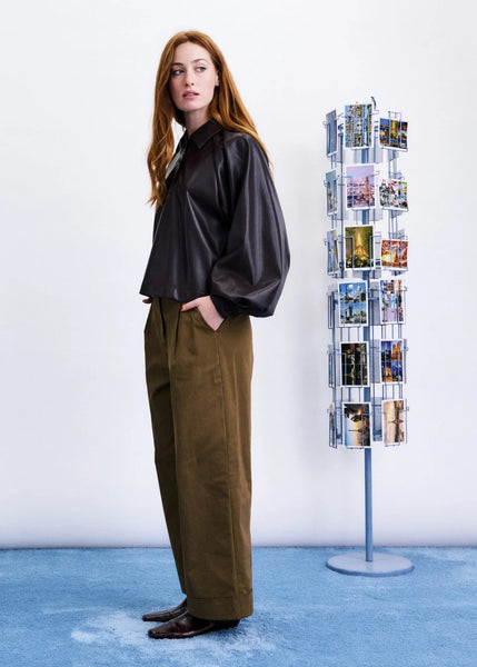 FRNCH Seorak Pleather Blouse - Fig