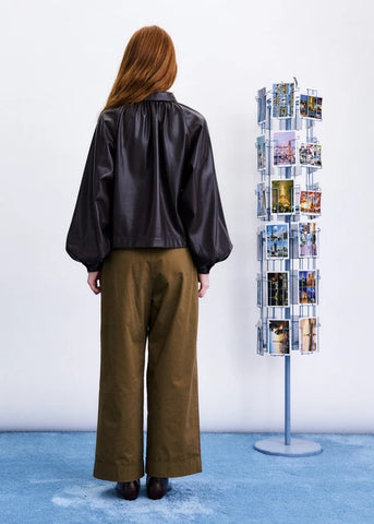 FRNCH Seorak Pleather Blouse - Fig