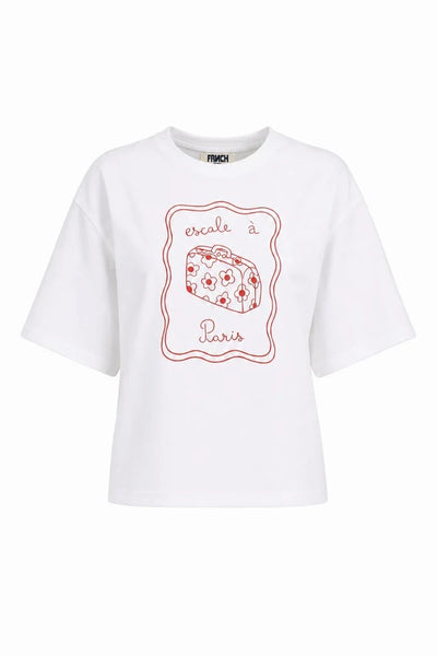 FRNCH Suitcase Embroidered  T-Shirt - Creme