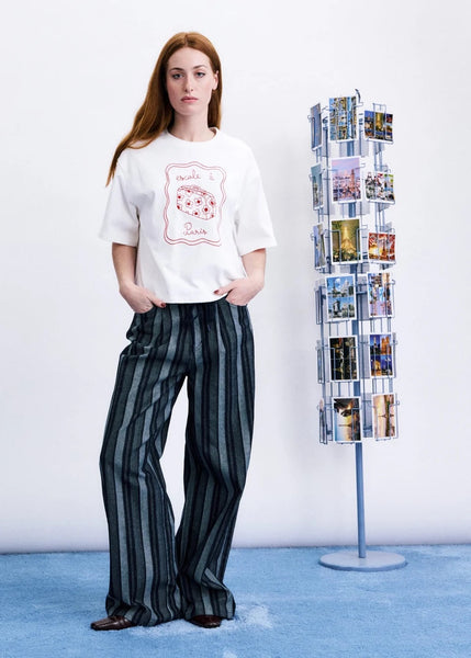 FRNCH Suitcase Embroidered  T-Shirt - Creme