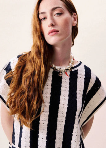 FRNCH Debbie Knitted Top - Blue