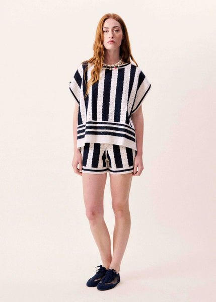 FRNCH Cinnamon Knitted Shorts - Navy