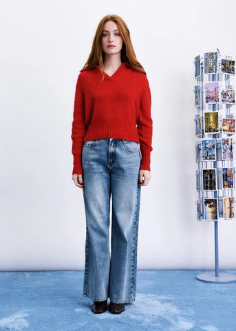 FRNCH Polo Knitted Mirai Sweater - Red