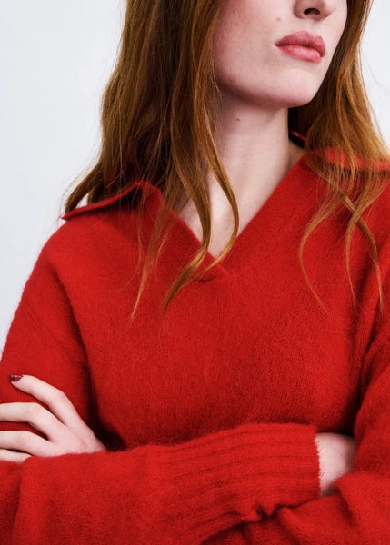 FRNCH Polo Knitted Mirai Sweater - Red