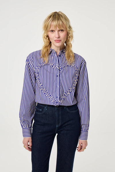 Fabienne Chapot Alex Heart Blouse - Cosy White / Royal Cobalt Blue