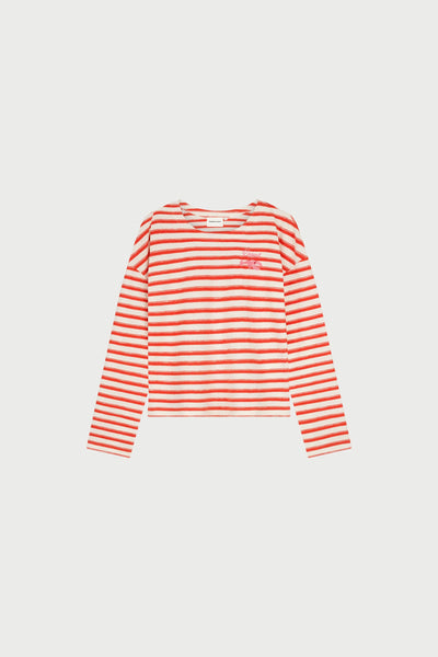 Fabienne Chapot Celina Stripe Top - Cosy White / Tangerine Tango