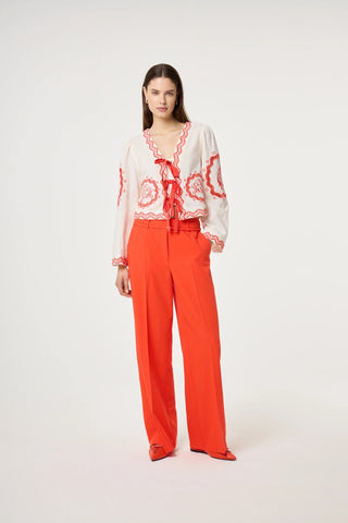 Fabienne Chapot Serviette Blouse - Cosy White / Tangerine Tango