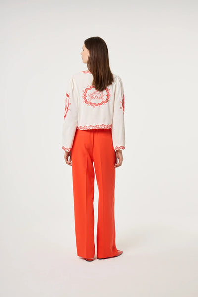 Fabienne Chapot Serviette Blouse - Cosy White / Tangerine Tango