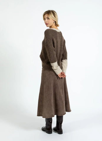 Coster Copenhagen Colour Block V Neck Sweater - Hazel/Sand