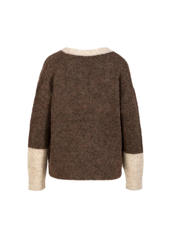 Coster Copenhagen Colour Block V Neck Sweater - Hazel/Sand