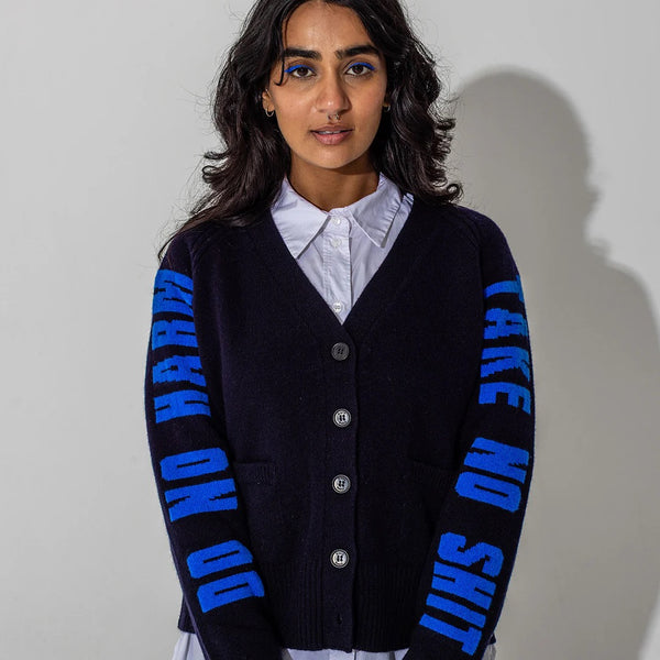 Black & Beech Do No Harm Take No Shit Cardigan - Navy & Klein
