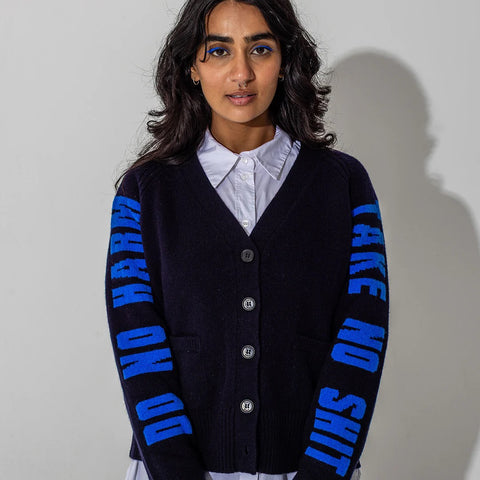 Black & Beech Do No Harm Take No Shit Cardigan - Navy & Klein