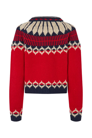 Lolly's Laudry ClareLL Cardigan with Nordic Knit - Red
