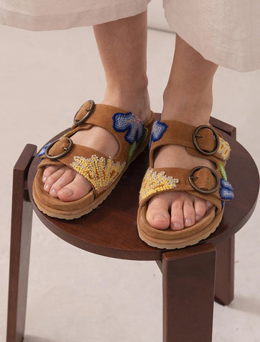 Laidback London Clay French Knot Mustard Suede - Multi