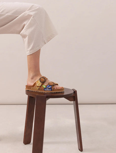 Laidback London Clay French Knot Mustard Suede - Multi