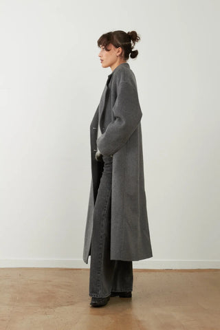 Orfeo Long Leya Wool Coat - Washed Black