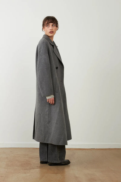 Orfeo Long Leya Wool Coat - Washed Black