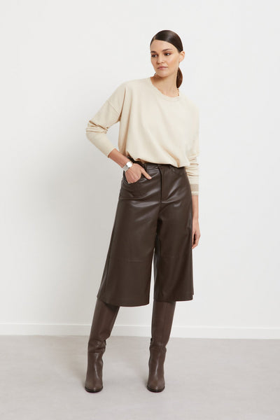 Ottod'Ame Bermuda Culotte Shorts with Pleats - Chocolate