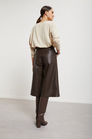 Ottod'Ame Bermuda Culotte Shorts with Pleats - Chocolate