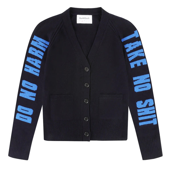 Black & Beech Do No Harm Take No Shit Cardigan - Navy & Klein