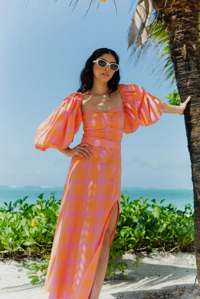 Sundress Violette Long Dress - Orange & Pink